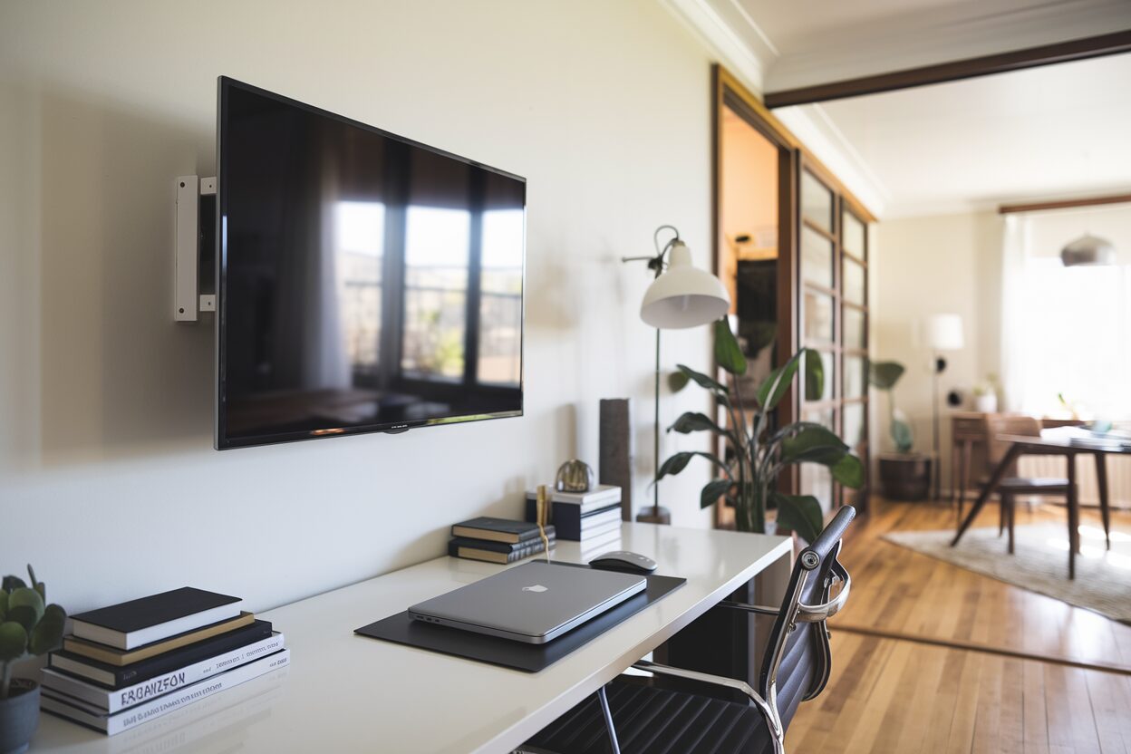 TV wall mounting with hidden cables